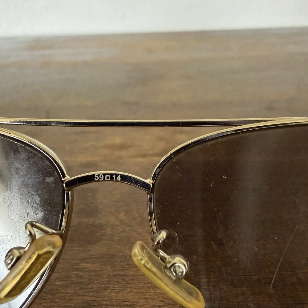 Coach Bree Sunglasses HC7045-L085 Vintage Silver Black 59-14-140 Y2K Aviator